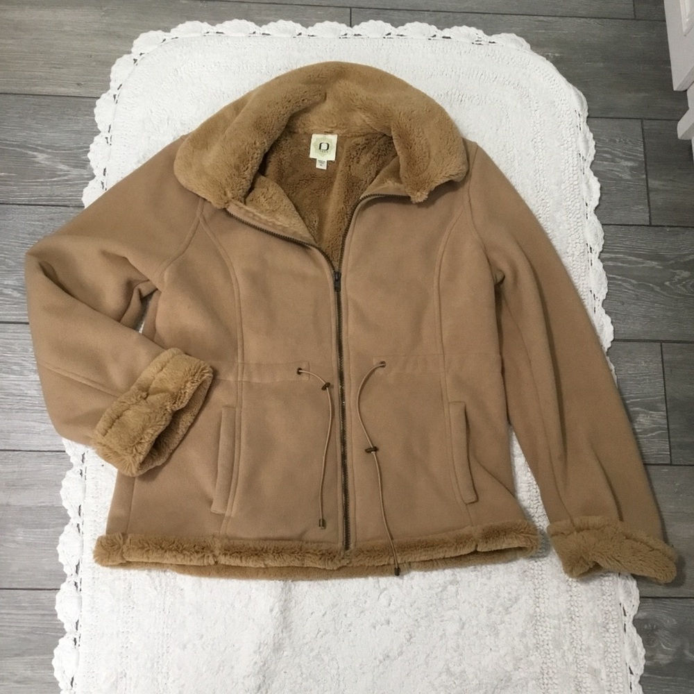 Juniors FUDA Fuzzy Faux Fur Fleece Lined Full Zip Coat size XL